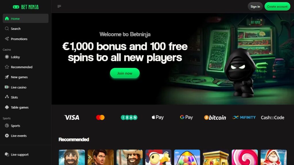betninja casino belgie hompage